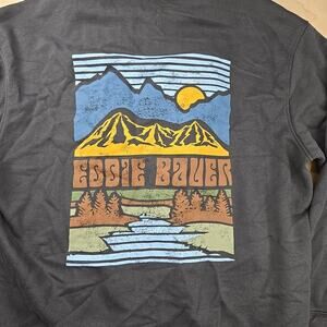 Eddie Bauer Pull Over Hoodie With Pockets Faded Black Size XL